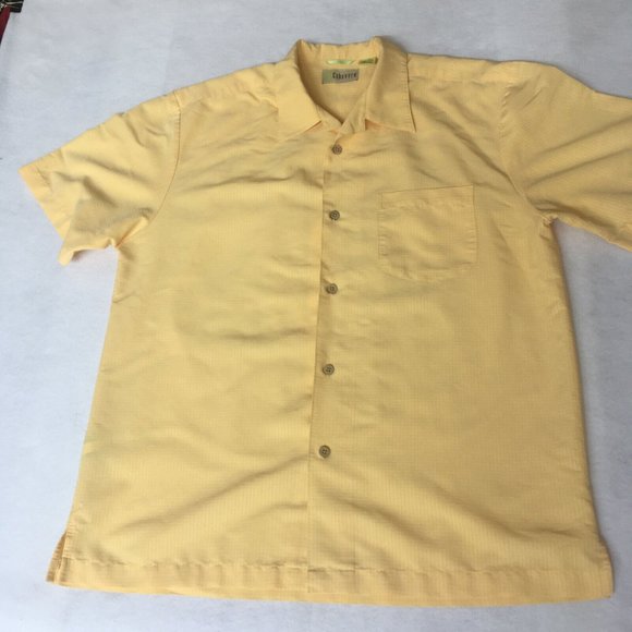 #73 Cubavera Rayon Home Aid Short Sleeve Button Front Shirt Men's Size L Yellow - Picture 1 of 9